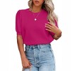 BLUEMING Sweater Tops for Women Short Sleeve Crew Neck Summer Knit Shirt Ribbed Knit Cuff Tops - 4 of 4