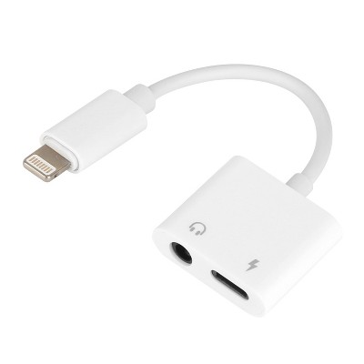 iMountek"2-in-1 3.5mm Headphone Adapter & Charger Audio Splitter for iPhone 13/12/11/XS/XR/8 & More"White