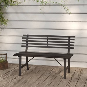 Garden Bench Black Powder-coated steel Large Durable - 1 of 4