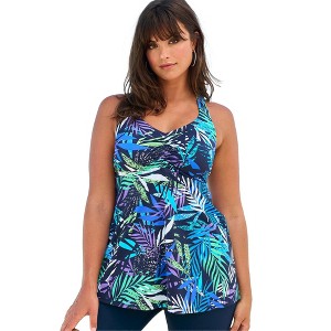 Swim 365 Women's Plus Size Longer Length Braided Tankini Top - 1 of 4