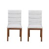 Set of 2 Mid-Century Modern Dining Chair Upholstered Dinner Chair, Stitching Design, Walnut/Gray - Modernluxe - 3 of 4