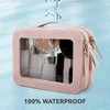 Waterproof Double Layer Cosmetic Bag – Portable Clear Travel Pouch Pearlescent Pink, Gold Zipper - 4 of 4