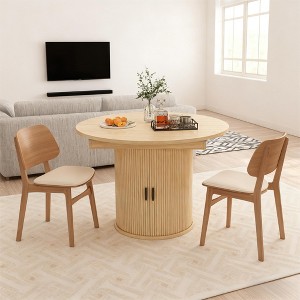 Dyonery expandable dining table can switch between various shapes, such as round, oval and expandable, large-capacity closed storage cabinets - 1 of 4