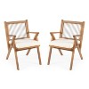 Christopher Knight Home Reynard Outdoor Acacia Wood and Rope Dining Chairs with Cushions (Set of 2) - 2 of 4