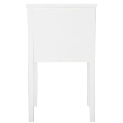 Transitional White Poplar Wood Nightstand with Metal Pulls and Storage