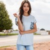 Anna-Kaci Women's Short Sleeve Top with Rolled Cuffs and Zebra Print Front Pocket Detail - 2 of 4