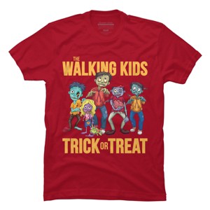 Men's Design By Humans The Walking Kids Trick Or Treat Halloween Gift By MONSTERVILLE T-Shirt - 1 of 4