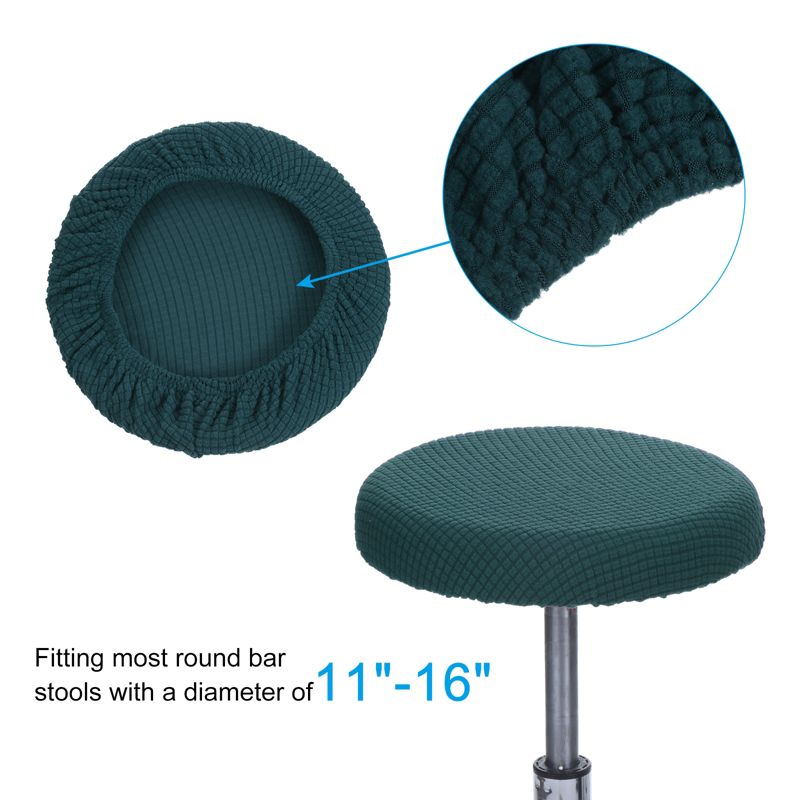 Unique Bargains Kitchen Living Room Non-slip Washable 11" Elastic Round Bar Stool Seat Cushions for Chair Stool Slipcovers 2 Pcs, 3 of 6