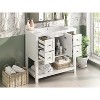 Okak Modern 36" Bathroom Vanity with Sink Multi-function Solid Wood Bathroom Cabinet with Soft Closing Doors & 4 Drawers Open Shelf, White - 3 of 4