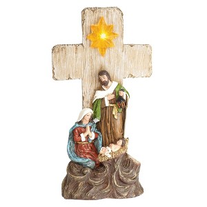 Dicksons Natural Brown Look Holy Family Cross 12.25 x 6.5 Resin Decorative Tabletop Cross Figurine - 1 of 2
