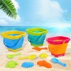 Collapsible Beach Toys Set for Kids, 2.5L Silicone Bucket with Sand Molds, Shovel & Rake - 2 of 4