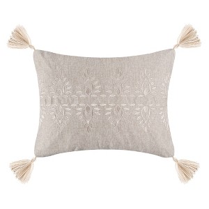 Kamira Spa Embroidered Medallion Tassel Pillow - Levtex Home - 1 of 3