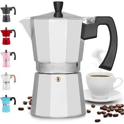 Zulay Classic Stovetop Espresso Maker for Great Flavored Strong Espresso Italian Style 8 Cup Moka Pot Easy to Operate & Clean - Silver