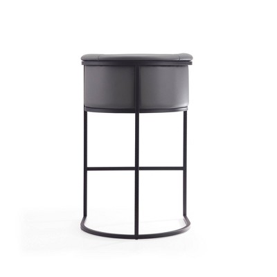 Set of 3 Grey and Black Metal Upholstered Barstools