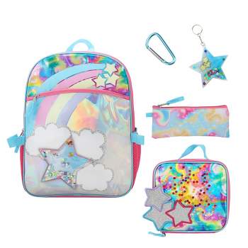 Rainbow And Stars 16" 5-Piece Backpack & Lunchbox Set