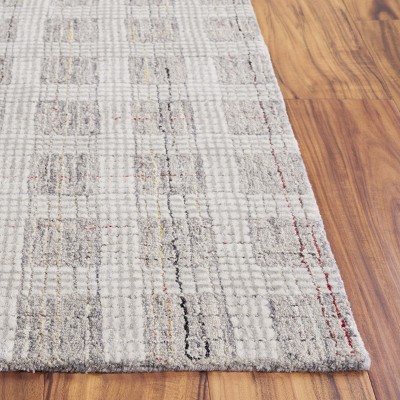 Ivory and Gray Hand-Tufted Wool Square Rug 72"