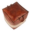 Sapphtopaz Modern leather Ottoman with Splicing Design Upholstered Multi-Purpose Pouf with Recycled Cotton Fill Footstool for Living Room,Bedroom - 2 of 4