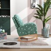 TIRAMISUBEST 26.8" NURSERY ROCKING CHAIR Mid Century Accent Boucle Fabric Upholstered High Back Wooden Rocker Side Pocket Living Room, Green - 3 of 4