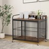 Dog Crate Furniture with Adjustable Height Feeder, Heavy Duty Dog House for Medium Dog with 360°Wheels for Easy Mobility, Decorative End Table Design - 2 of 4