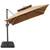 11FT Square Double Top Cantilever Umbrella Outdoor 360° Rotation 6 Heights Adjustable Offset Umbrella with Metal Pole Cantilever with Base - 2 of 4