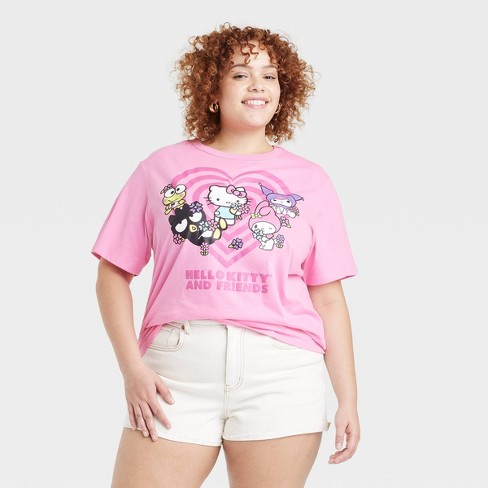 Women's Hello Kitty And Friends Heart Short Sleeve Graphic T-shirt - Pink  3x : Target