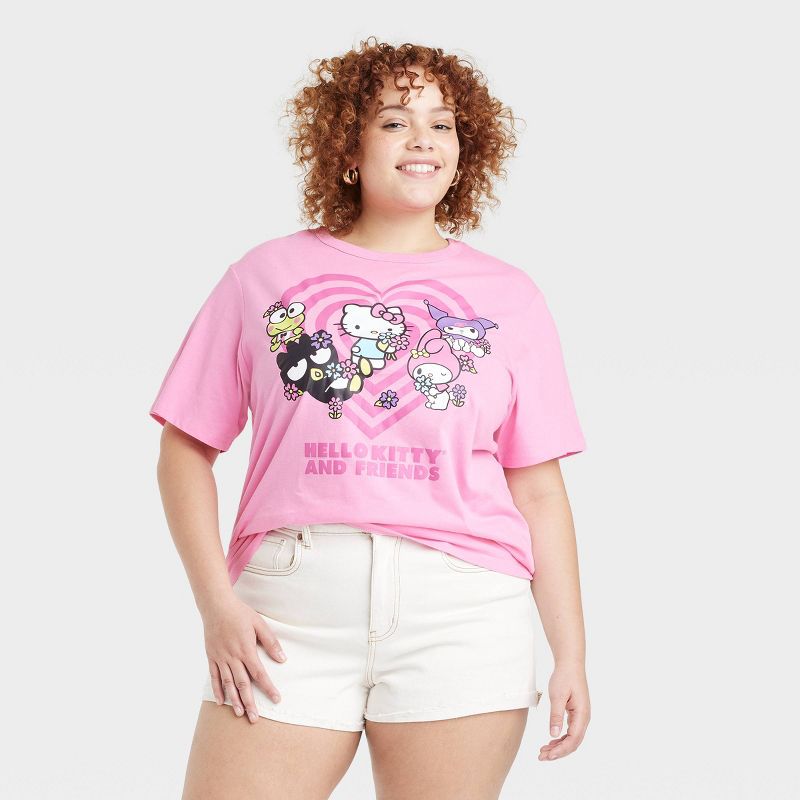 Women's Hello Kitty and Friends Heart Short Sleeve Graphic T-Shirt - Pink, 1 of 4