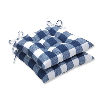 2pk Anderson Zaffre Wrought Iron Outdoor Seat Cushions Blue - Pillow Perfect