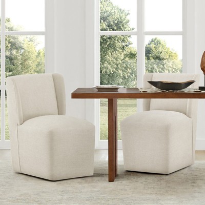 Spruce&Spring Modern Upholstered Fabric Dining Chair with Casters