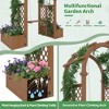 Wood Garden Arbor with Planter Boxes and Swing Outdoor Arch Trellis with Pergola for Climbing Plants Vines Grapes Backyard Wedding Party Decor - 3 of 4