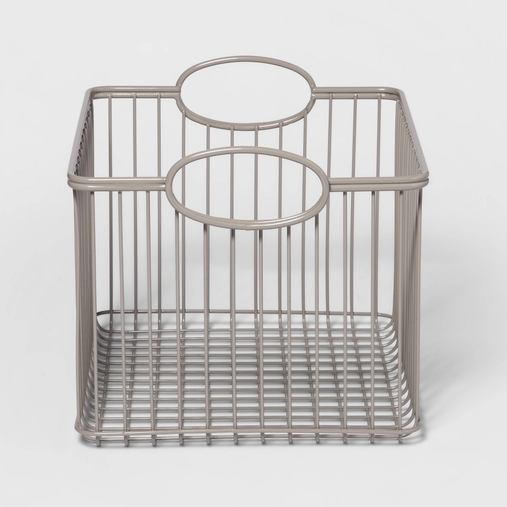 Photos - Other interior and decor Medium Wire Stackable Kids' Storage Basket Gray - Pillowfort™