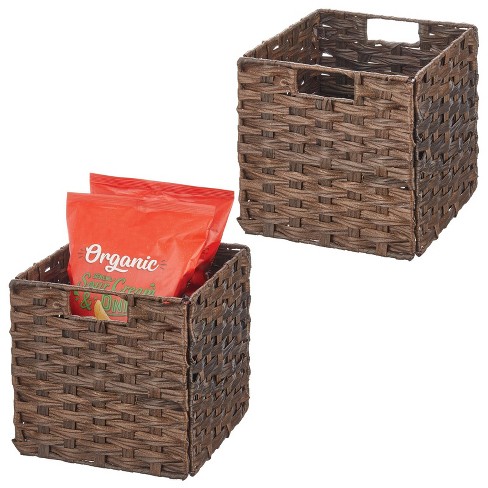 mDesign Woven Farmhouse Kitchen Pantry Food Storage Organizer Basket Bin  Box - Container Organization for Cabinets, Cupboards, Shelves, Countertops  