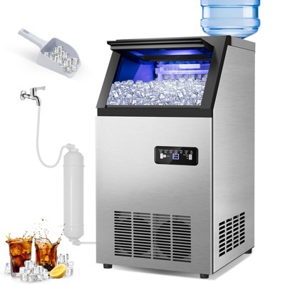 SOZT 14.2in.Commercial Ice Maker 120 lb./24 H Stainless Steel Freestanding Ice Maker Machine with Full Cube Production