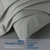 100 Egyptian Cotton King Duvet Cover, 600 Thread Count, Sateen Weave, Zipper Corner Ties, Hotel Style, Grey Set of 3 - 4 of 4