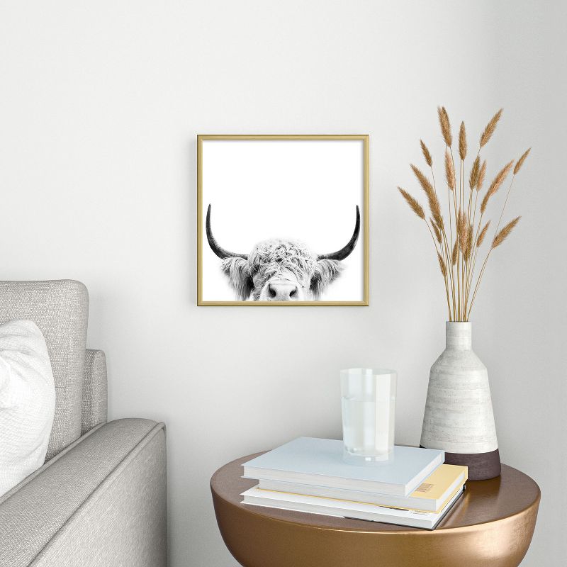 Sisi and Seb Peeking Highland Cow Metal Framed Art Print - Deny Designs, 2 of 5
