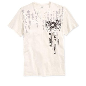 I.N.C International Concepts Mens Split Neck Graphic T-Shirt, Beige, Small - 1 of 1