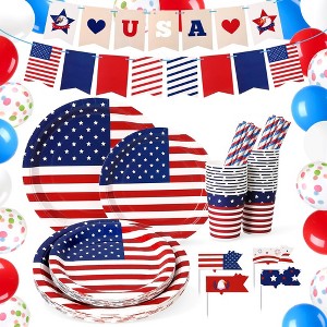 4th of July Independence Day Party Disposable Paper Plates and Napkins Set Party Supplies Serve 25 - 1 of 4