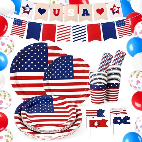 4th of July Independence Day Party Disposable Paper Plates and Napkins Set Party Supplies Serve 25 - image 1 of 4