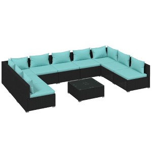 vidaXL Garden Lounge Set Black, Water Blue - 1 of 4