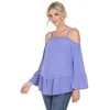 Women's Cold Shoulder Ruffle Sleeve Top - White Mark - 2 of 4