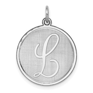 Black Bow Jewelry Sterling Silver, Makayla Collection, 20mm Disc Initial L Pendant - 1 of 4