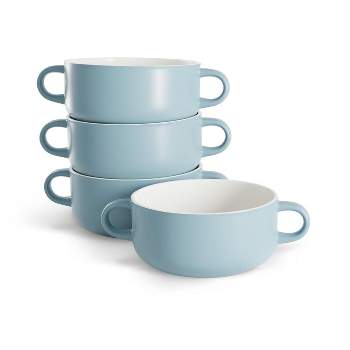 American Atelier Soup Bowls With Handles, Set Of 4, Glazed French Onion  Soup Bowl, Stackable Serving Bowls For Stew, Pasta, Chili, Assorted Blue :  Target