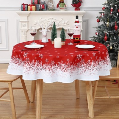 Christmas Table Cloths Snowflakes Holiday Christmas Tablecloth Xmas Decorative Table Cover, Washable Table Cover for Party Picnic Dinner Decor