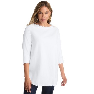 Jessica London Women's Plus Size Scallop Boatneck Tunic - 1 of 4