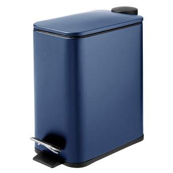mDesign Slim Metal 1.3 Gallon Step Trash Can with Lid/Liner Bucket