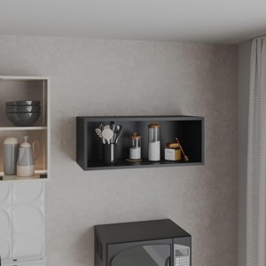 INFURNIC Decorative Wall Shelf Wall Cabinet with Spacious Shelf for Kitchen Storage and Space Saving Easy Installation, Black, 12.5"*30"*12" - 1 of 4