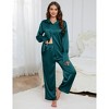Coolmee Womens Satin Silky Pajama Set 2 Piece Soft Loungewear Button Down Sleepwear with Elastic Waist Long Pants - 3 of 4