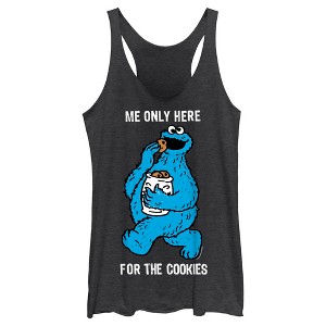 Women's Sesame Street Me Only Here for the Cookies Racerback Tank Top - 1 of 4
