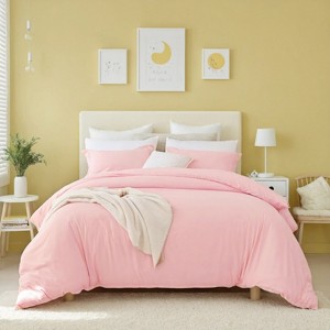 SEVOBAL Quilts Oversized Duvet Cover Set All Season Bed Comforter Alternative Quilted Duvet Machine Washable, Pink, 104"*90"*1" - 1 of 4