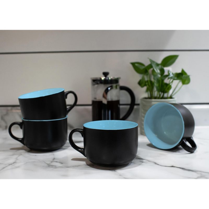 Elanze Designs Large Color Pop 24 ounce Ceramic Jumbo Soup Mugs Set of 4, Ice Blue, 5 of 6