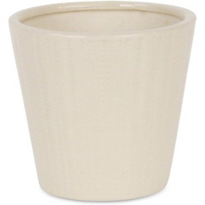 Cheung's Currula Tapered Vertical Dotted Pattern Ceramic Pot - Small - Off White - 1 of 3
